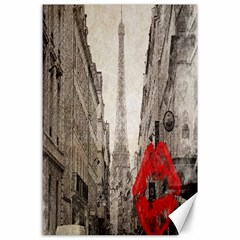 Elegant Red Kiss Love Paris Eiffel Tower Canvas 24  X 36  (unframed) by chicelegantboutique