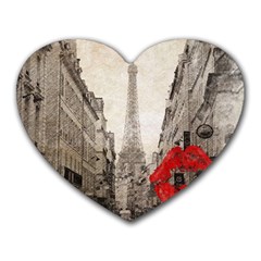 Elegant Red Kiss Love Paris Eiffel Tower Mouse Pad (heart) by chicelegantboutique