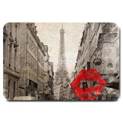 Elegant Red Kiss Love Paris Eiffel Tower Large Door Mat by chicelegantboutique