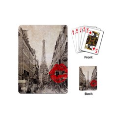 Elegant Red Kiss Love Paris Eiffel Tower Playing Cards (mini) by chicelegantboutique