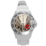 Elegant Red Kiss Love Paris Eiffel Tower Plastic Sport Watch (Large) Front