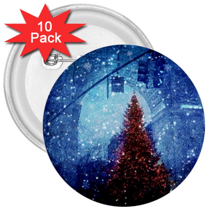 Elegant Winter Snow Flakes Gate Of Victory Paris France 3  Button (10 pack)