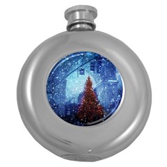 Elegant Winter Snow Flakes Gate Of Victory Paris France Hip Flask (round)