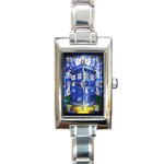 pane glass TARDIS Rectangular Italian Charm Watch Front