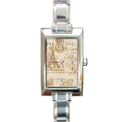 Floral Eiffel Tower Vintage French Paris Art Rectangular Italian Charm Watch by chicelegantboutique