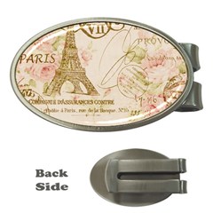 Floral Eiffel Tower Vintage French Paris Art Money Clip (oval) by chicelegantboutique