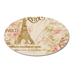 Floral Eiffel Tower Vintage French Paris Art Magnet (oval) by chicelegantboutique