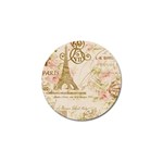 Floral Eiffel Tower Vintage French Paris Art Golf Ball Marker Front