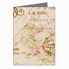 Floral Eiffel Tower Vintage French Paris Art Greeting Card (8 Pack)