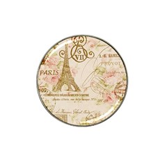 Floral Eiffel Tower Vintage French Paris Art Golf Ball Marker (for Hat Clip) by chicelegantboutique