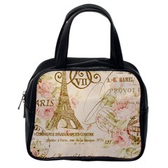 Floral Eiffel Tower Vintage French Paris Art Classic Handbag (one Side) by chicelegantboutique