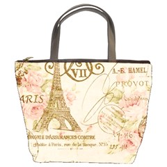 Floral Eiffel Tower Vintage French Paris Art Bucket Bag by chicelegantboutique