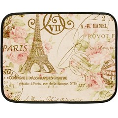 Floral Eiffel Tower Vintage French Paris Art Mini Fleece Blanket (two Sided) by chicelegantboutique