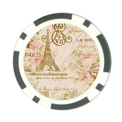 Floral Eiffel Tower Vintage French Paris Art Poker Chip 10 Pack by chicelegantboutique