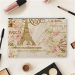 Floral Eiffel Tower Vintage French Paris Art Cosmetic Bag (Large) Back