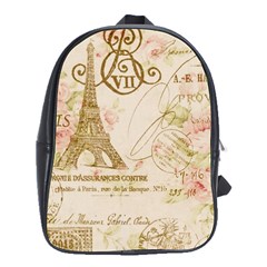 Floral Eiffel Tower Vintage French Paris Art School Bag (large) by chicelegantboutique