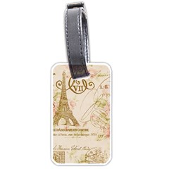 Floral Eiffel Tower Vintage French Paris Art Luggage Tag (one Side) by chicelegantboutique