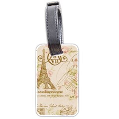 Floral Eiffel Tower Vintage French Paris Art Luggage Tag (two Sides) by chicelegantboutique