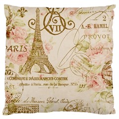 Floral Eiffel Tower Vintage French Paris Art Large Cushion Case (single Sided)  by chicelegantboutique