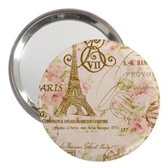 Floral Eiffel Tower Vintage French Paris Art 3  Handbag Mirror by chicelegantboutique