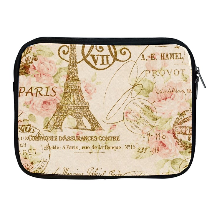 Floral Eiffel Tower Vintage French Paris Art Apple iPad 2/3/4 Zipper Case