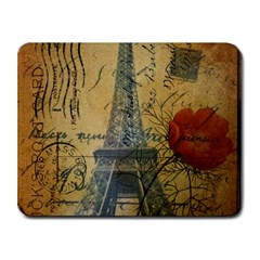 Vintage Stamps Postage Poppy Flower Floral Eiffel Tower Vintage Paris Small Mouse Pad (rectangle) by chicelegantboutique