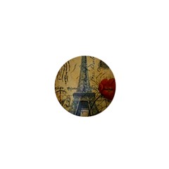 Vintage Stamps Postage Poppy Flower Floral Eiffel Tower Vintage Paris 1  Mini Button Magnet