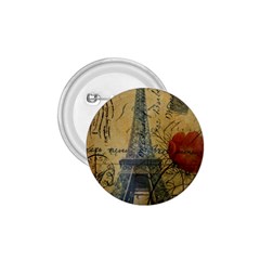 Vintage Stamps Postage Poppy Flower Floral Eiffel Tower Vintage Paris 1.75  Button