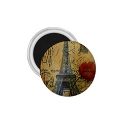 Vintage Stamps Postage Poppy Flower Floral Eiffel Tower Vintage Paris 1.75  Button Magnet