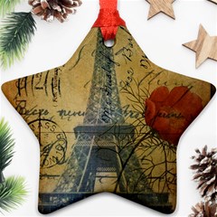 Vintage Stamps Postage Poppy Flower Floral Eiffel Tower Vintage Paris Star Ornament