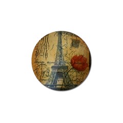 Vintage Stamps Postage Poppy Flower Floral Eiffel Tower Vintage Paris Golf Ball Marker