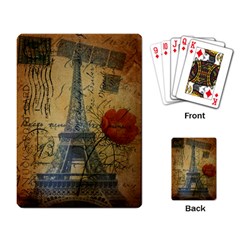 Vintage Stamps Postage Poppy Flower Floral Eiffel Tower Vintage Paris Playing Cards Single Design by chicelegantboutique