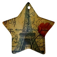 Vintage Stamps Postage Poppy Flower Floral Eiffel Tower Vintage Paris Star Ornament (Two Sides)