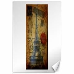 Vintage Stamps Postage Poppy Flower Floral Eiffel Tower Vintage Paris Canvas 24  X 36  (unframed) by chicelegantboutique