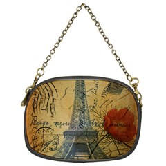 Vintage Stamps Postage Poppy Flower Floral Eiffel Tower Vintage Paris Chain Purse (one Side) by chicelegantboutique