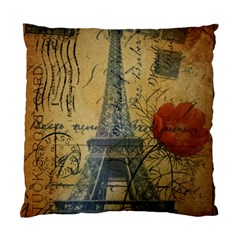 Vintage Stamps Postage Poppy Flower Floral Eiffel Tower Vintage Paris Cushion Case (single Sided)  by chicelegantboutique