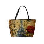 Vintage Stamps Postage Poppy Flower Floral Eiffel Tower Vintage Paris Large Shoulder Bag Back