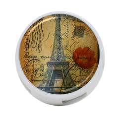 Vintage Stamps Postage Poppy Flower Floral Eiffel Tower Vintage Paris 4-port Usb Hub (one Side) by chicelegantboutique