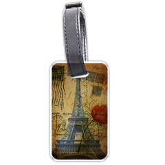 Vintage Stamps Postage Poppy Flower Floral Eiffel Tower Vintage Paris Luggage Tag (one Side) by chicelegantboutique