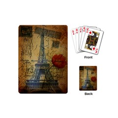 Vintage Stamps Postage Poppy Flower Floral Eiffel Tower Vintage Paris Playing Cards (mini) by chicelegantboutique