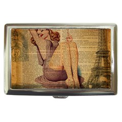 Vintage Newspaper Print Pin Up Girl Paris Eiffel Tower Cigarette Money Case by chicelegantboutique