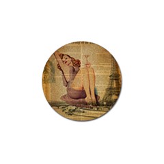 Vintage Newspaper Print Pin Up Girl Paris Eiffel Tower Golf Ball Marker by chicelegantboutique