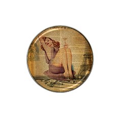 Vintage Newspaper Print Pin Up Girl Paris Eiffel Tower Golf Ball Marker (for Hat Clip) by chicelegantboutique