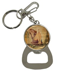 Vintage Newspaper Print Pin Up Girl Paris Eiffel Tower Bottle Opener Key Chain by chicelegantboutique