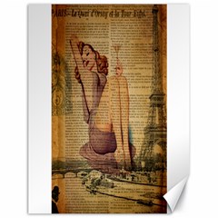 Vintage Newspaper Print Pin Up Girl Paris Eiffel Tower Canvas 18  X 24  (unframed) by chicelegantboutique