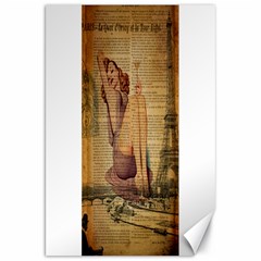 Vintage Newspaper Print Pin Up Girl Paris Eiffel Tower Canvas 20  X 30  (unframed) by chicelegantboutique