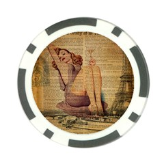 Vintage Newspaper Print Pin Up Girl Paris Eiffel Tower Poker Chip 10 Pack by chicelegantboutique