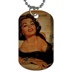 Vintage Newspaper Print Pin Up Girl Paris Eiffel Tower Dog Tag (Two-sided)  Back