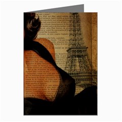 Vintage Newspaper Print Pin Up Girl Paris Eiffel Tower Greeting Card (8 Pack) by chicelegantboutique