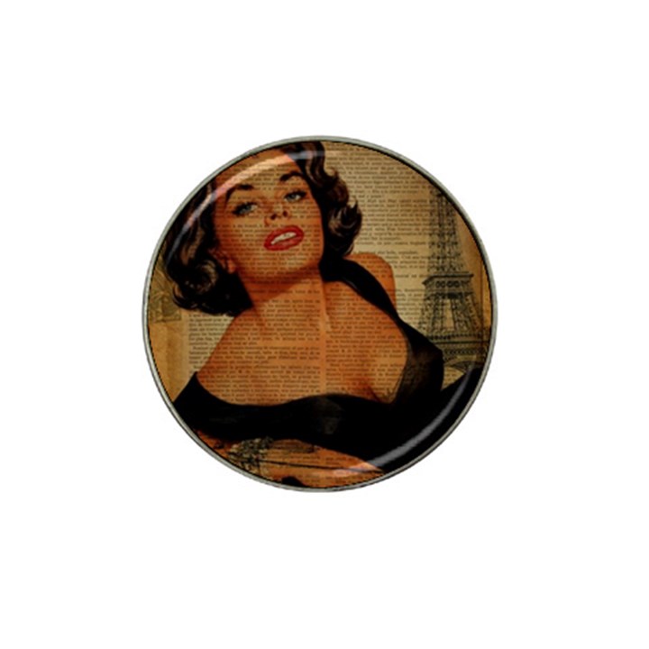 Vintage Newspaper Print Pin Up Girl Paris Eiffel Tower Golf Ball Marker 4 Pack (for Hat Clip)